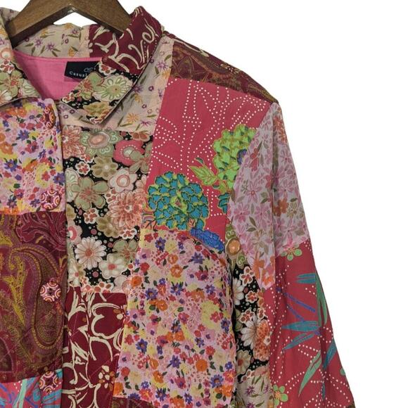 VTG Casual Studio Quilted Floral Patchwork Blazer Coat Artsy Wearable Art Small - Picture 2 of 15